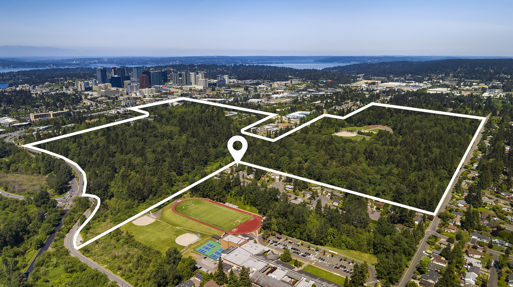 Walk out your back yard onto trails within the 100+ acrea Wilburton Hill Park and Bellevue Botanical Garden. Miles of trails to explore, along with ball fields and playgrounds.